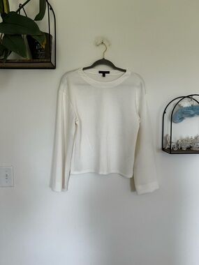 Banana Republic Factory White Long Sleeve Scuba Drop Shoulder Top in Snow Day XS